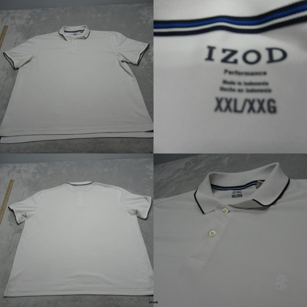 IZOD Golf Polo Shirt Mens XXL White Performance Short Sleeve Athletic‎ Casual
